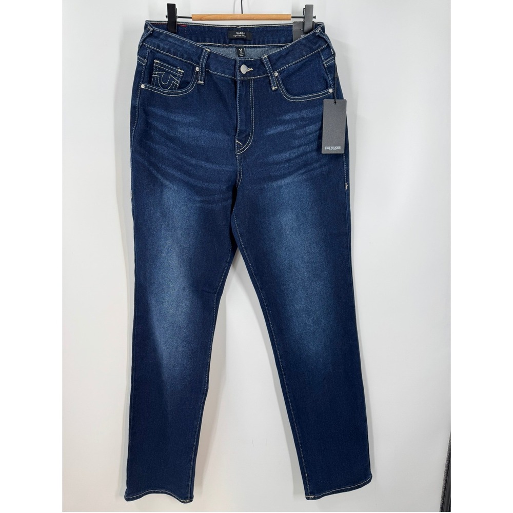 True Religion Sarah High Rise Straight Dark Mahogany Wood Wash Jeans Size 29‎
